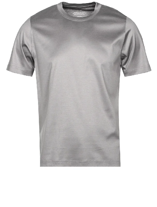 Men's moisture - wicking athletic t - shirts for intense workoutsLight Grey Filo di Scozia Crew Neck T-Shirt Men's moisture - wicking athletic t - shirts for intense workoutsLight Grey Filo di Scozia Crew Neck T-Shirt