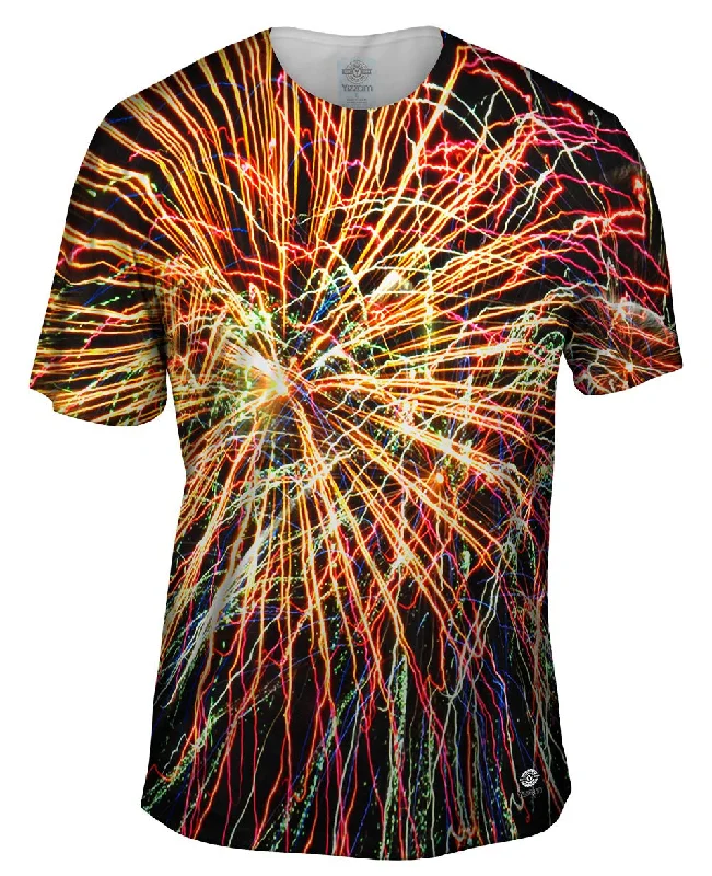 Men's thermal t - shirts with a high - neck design for cold weatherFourth Of July Fireworks Glory