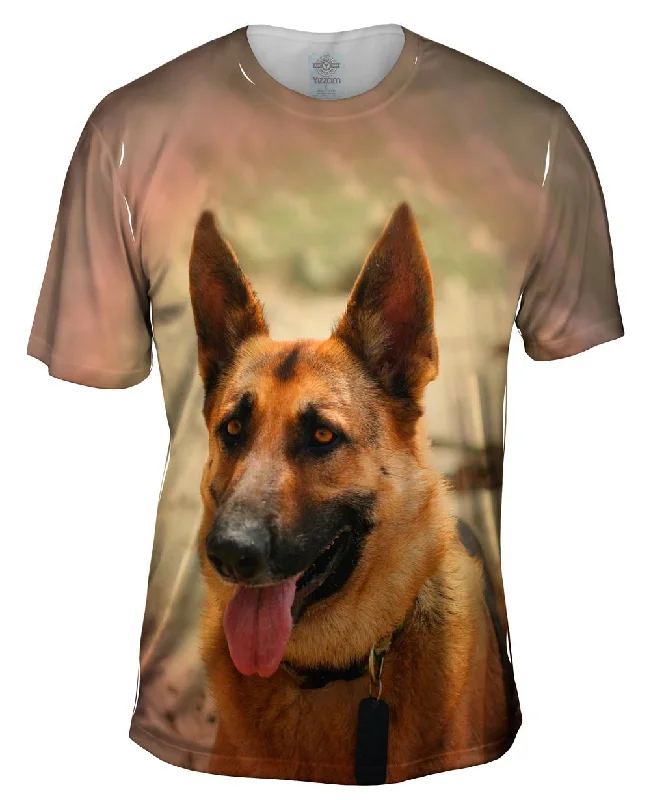 Men's button - front t - shirts with a unique artistic printGerman Shepard
