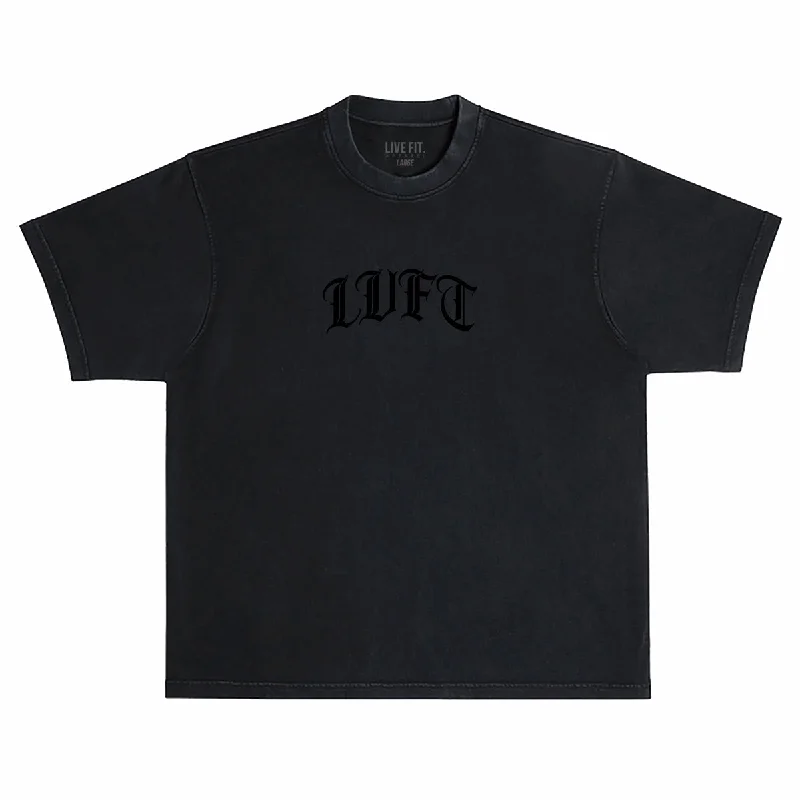 Men's distressed denim - look t - shirts with a rugged appealGotham Oversized Tee - Black / Black Men's distressed denim - look t - shirts with a rugged appealGotham Oversized Tee - Black / Black