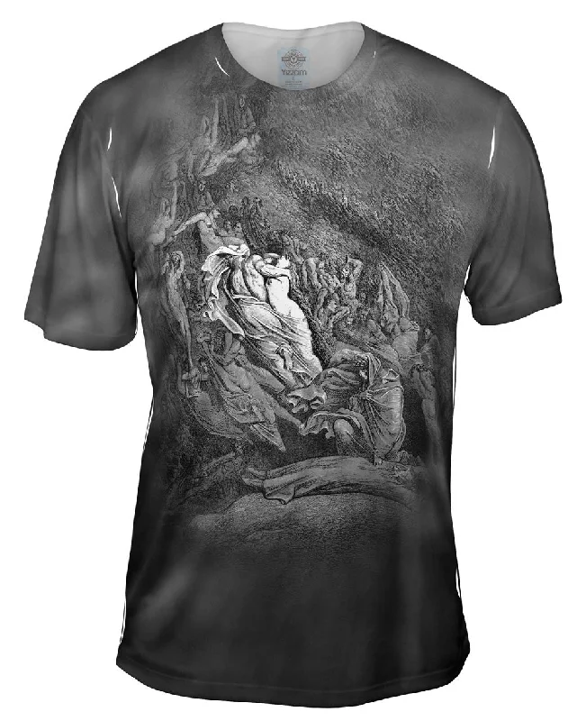 Men's ribbed t - shirts with a textured finish for added styleGustave Dore - "Dantes Inferno Dante Has A Touch Of The Vapours" (1857) Men's ribbed t - shirts with a textured finish for added styleGustave Dore - "Dantes Inferno Dante Has A Touch Of The Vapours" (1857)