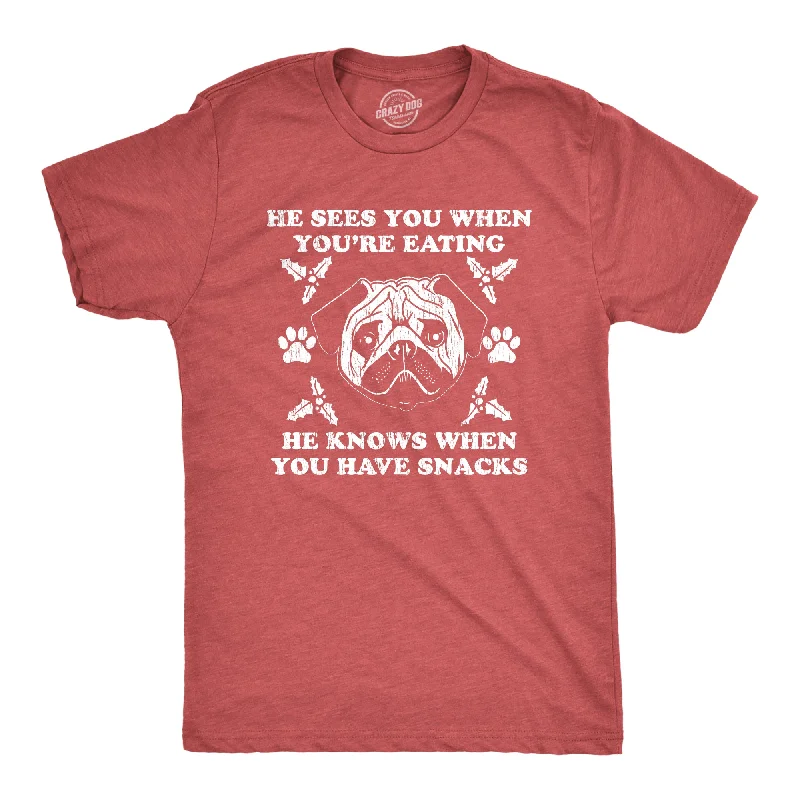 Men's organic cotton crew - neck t - shirts for everyday comfortHe Sees You When You're Eating Men's T Shirt Men's organic cotton crew - neck t - shirts for everyday comfortHe Sees You When You're Eating Men's T Shirt