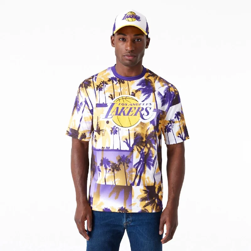 Men's organic cotton crew - neck t - shirts for everyday comfortLA Lakers NBA Palm Tree Mesh Dark Yellow T-Shirt Men's organic cotton crew - neck t - shirts for everyday comfortLA Lakers NBA Palm Tree Mesh Dark Yellow T-Shirt