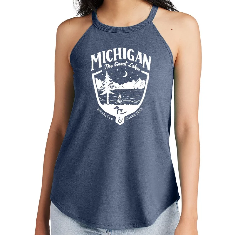 Men's smart - casual checkered t - shirts for semi - formal occasionsLadies Michigan Shield Rocker Tank Top - Heather Navy Triblend Men's smart - casual checkered t - shirts for semi - formal occasionsLadies Michigan Shield Rocker Tank Top - Heather Navy Triblend