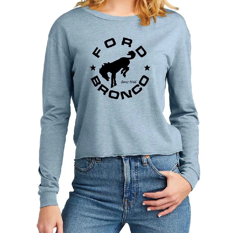 Men's distressed denim - look t - shirts with a rugged appealLadies Midi Ford Bronco Circle Longsleeve - Flint Blue Heather Men's distressed denim - look t - shirts with a rugged appealLadies Midi Ford Bronco Circle Longsleeve - Flint Blue Heather