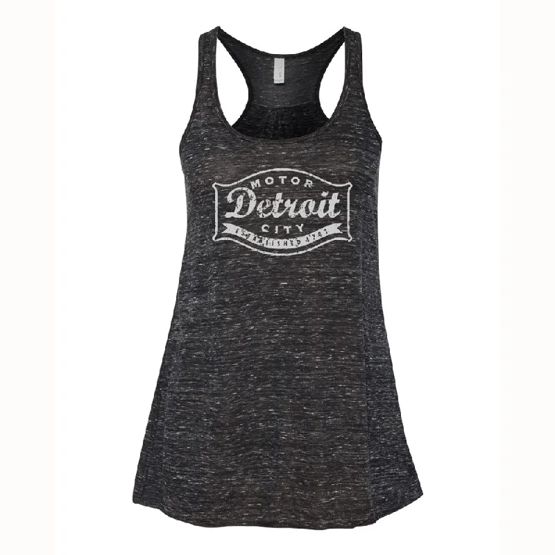 Men's distressed denim - look t - shirts with a rugged appealLadies Relaxed Racerback Tank Top - Detroit Buckle Blackout Black Marble Men's distressed denim - look t - shirts with a rugged appealLadies Relaxed Racerback Tank Top - Detroit Buckle Blackout Black Marble