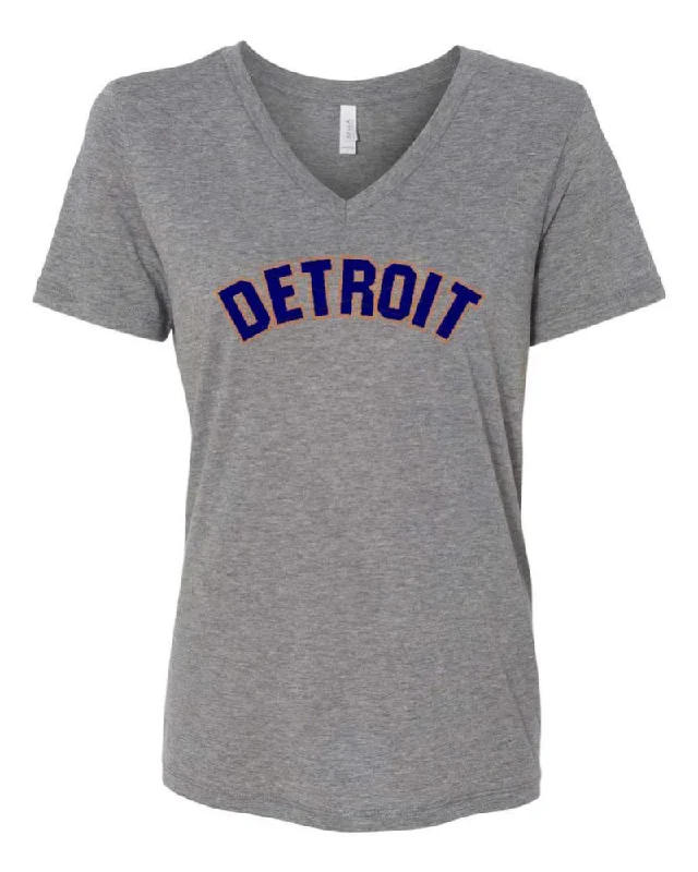 Men's polo t - shirts with a contrast collar for a preppy lookLadies Relaxed V-neck Detroit Bend 2 color T-shirt - Triblend Grey