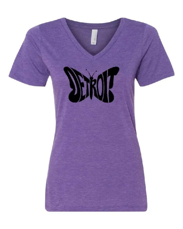 Men's tie - dye t - shirts with a bohemian styleLadies Relaxed V-neck Detroit Butterfly T-shirt - Triblend Orchid Men's tie - dye t - shirts with a bohemian styleLadies Relaxed V-neck Detroit Butterfly T-shirt - Triblend Orchid