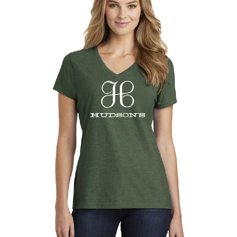 Men's distressed denim - look t - shirts with a rugged appealLadies Relaxed V-neck Detroit Hudson's T-shirt - Heather Forest Green Men's distressed denim - look t - shirts with a rugged appealLadies Relaxed V-neck Detroit Hudson's T-shirt - Heather Forest Green