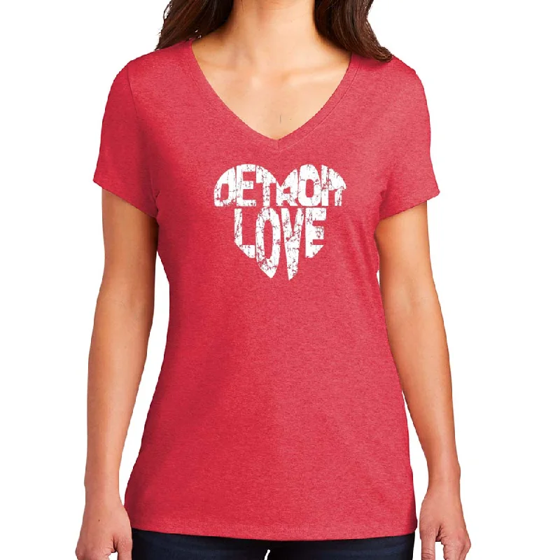 Men's button - front t - shirts with a unique artistic printLadies Relaxed V-neck Detroit Love T-shirt - Triblend Red Men's button - front t - shirts with a unique artistic printLadies Relaxed V-neck Detroit Love T-shirt - Triblend Red