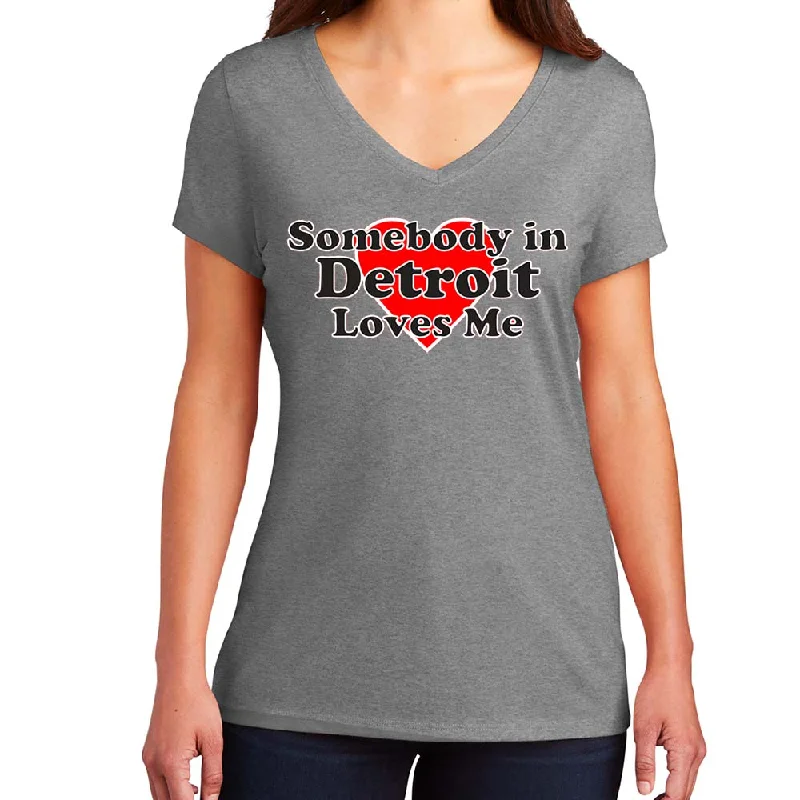 Men's antimicrobial t - shirts for odor - free freshness during travelLadies Relaxed V-neck Somebody in Detroit Loves Me T-shirt - Triblend Grey Men's antimicrobial t - shirts for odor - free freshness during travelLadies Relaxed V-neck Somebody in Detroit Loves Me T-shirt - Triblend Grey