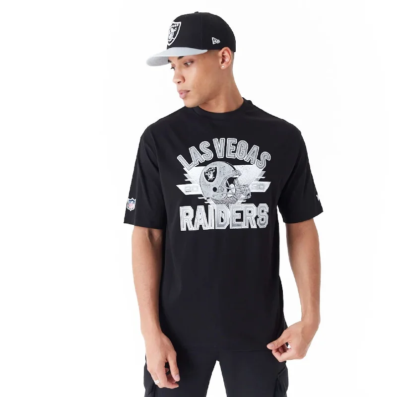 Men's button - front t - shirts with a unique artistic printLas Vegas Raiders NFL Black Oversized T-Shirt Men's button - front t - shirts with a unique artistic printLas Vegas Raiders NFL Black Oversized T-Shirt