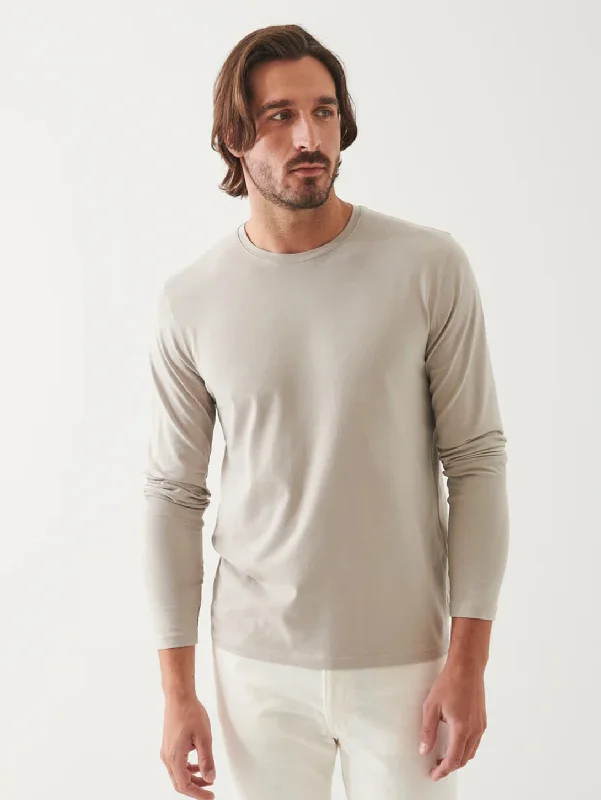 Men's printed Hawaiian t - shirts for tropical vacationsPima Cotton Stretch Long Sleeve Tee - Aluminum Men's printed Hawaiian t - shirts for tropical vacationsPima Cotton Stretch Long Sleeve Tee - Aluminum