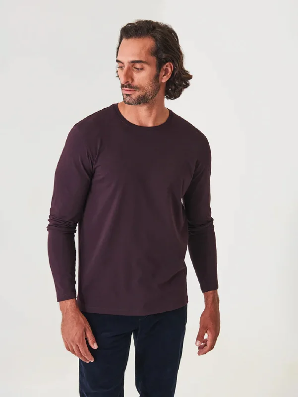 Men's mock - neck t - shirts with a modern and sleek stylePima Cotton Stretch Long Sleeve Tee - Bordeaux Men's mock - neck t - shirts with a modern and sleek stylePima Cotton Stretch Long Sleeve Tee - Bordeaux
