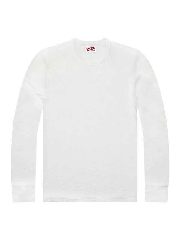 Men's organic cotton crew - neck t - shirts for everyday comfortLong Sleeve Slub Tee - Arctic White Men's organic cotton crew - neck t - shirts for everyday comfortLong Sleeve Slub Tee - Arctic White