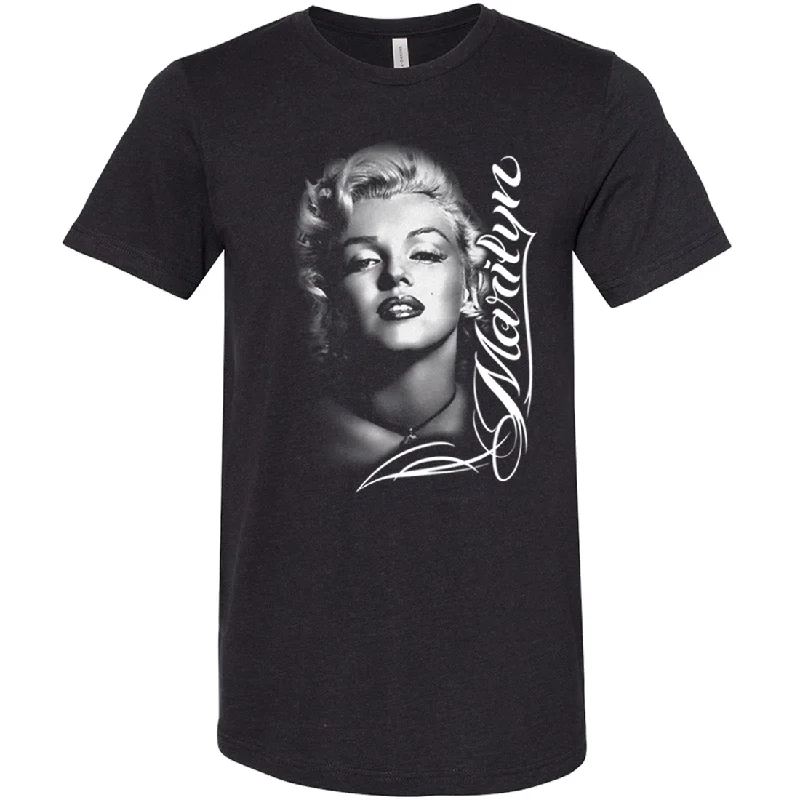 Men's mock - neck t - shirts with a modern and sleek styleMarilyn Monroe Portrait Signature Asst Colors Sueded Tee Men's mock - neck t - shirts with a modern and sleek styleMarilyn Monroe Portrait Signature Asst Colors Sueded Tee