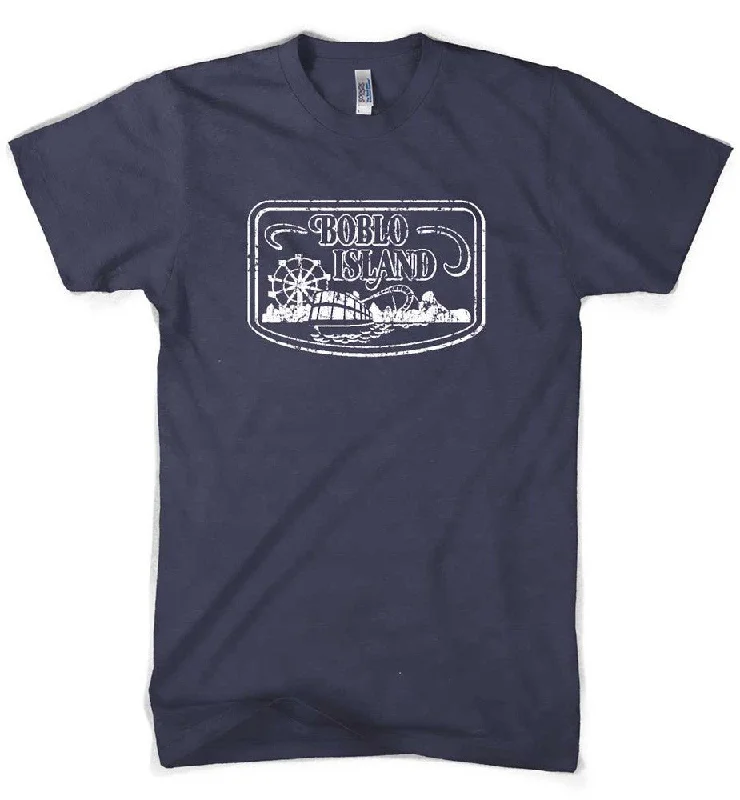 Men's button - front t - shirts with a unique artistic printMens Boblo Island T-shirt (Navy) Men's button - front t - shirts with a unique artistic printMens Boblo Island T-shirt (Navy)