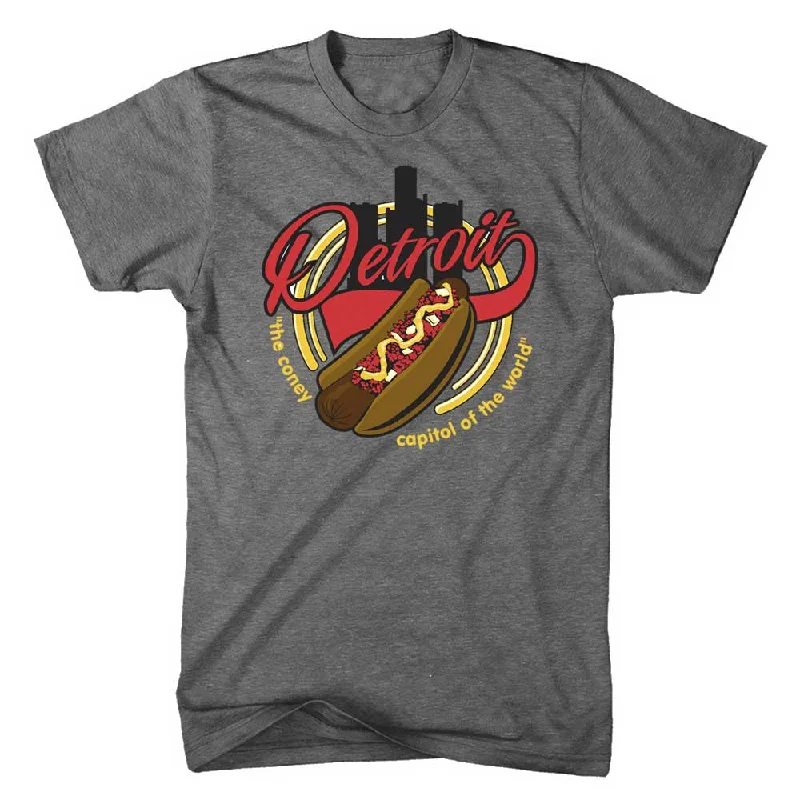 Men's polo t - shirts with a contrast collar for a preppy lookMens Detroit Coney T-shirt (Triblend Grey) Men's polo t - shirts with a contrast collar for a preppy lookMens Detroit Coney T-shirt (Triblend Grey)