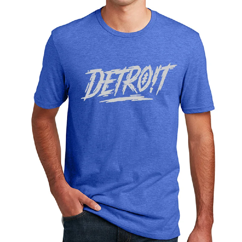 Men's slim - fit graphic t - shirts with vintage rock band printsMens Detroit Football Score - Heather Royal Men's slim - fit graphic t - shirts with vintage rock band printsMens Detroit Football Score - Heather Royal