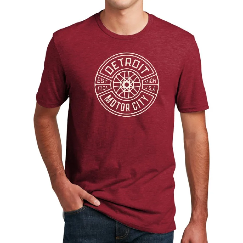 Men's UV - protection t - shirts for outdoor activities in the sunMens Detroit Spokes 2 - Deep Heather Red Men's UV - protection t - shirts for outdoor activities in the sunMens Detroit Spokes 2 - Deep Heather Red