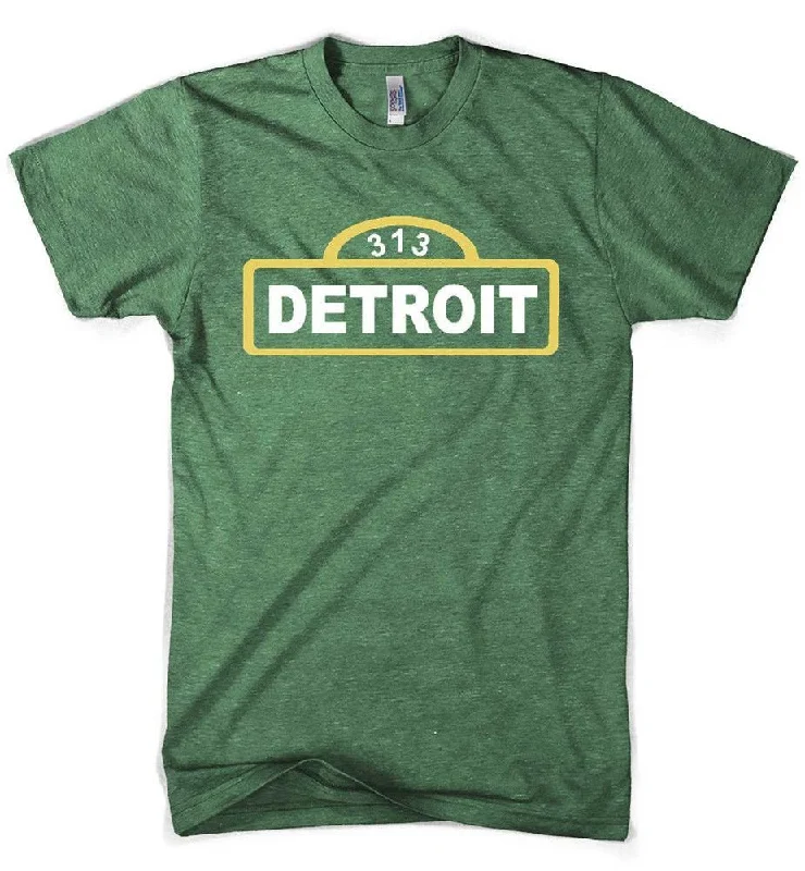 Men's UV - protection t - shirts for outdoor activities in the sunMens Detroit Street Sign T-shirt (Heather Kelly Green) Men's UV - protection t - shirts for outdoor activities in the sunMens Detroit Street Sign T-shirt (Heather Kelly Green)