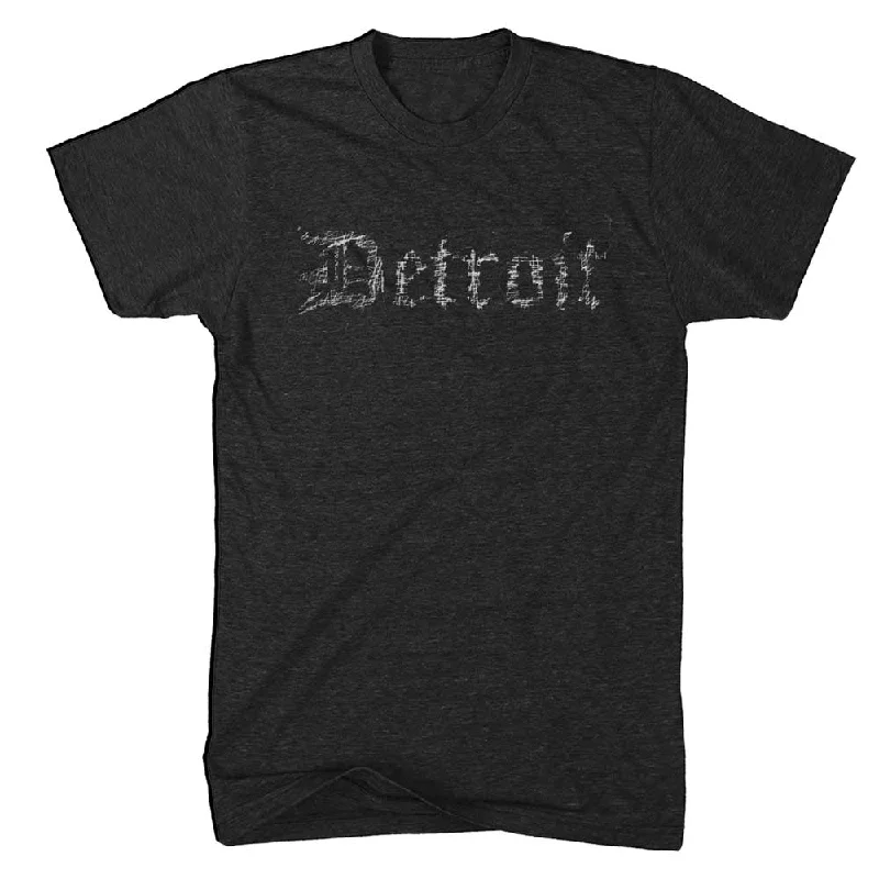 Men's button - front t - shirts with a unique artistic printMens Detroit Threadz T-shirt (Heather Black) Men's button - front t - shirts with a unique artistic printMens Detroit Threadz T-shirt (Heather Black)