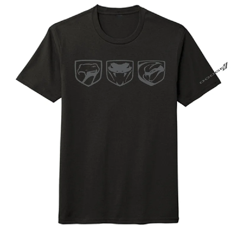 Men's ribbed t - shirts with a textured finish for added styleMens Dodge Viper Tri-Logo T-shirt (Black) Men's ribbed t - shirts with a textured finish for added styleMens Dodge Viper Tri-Logo T-shirt (Black)