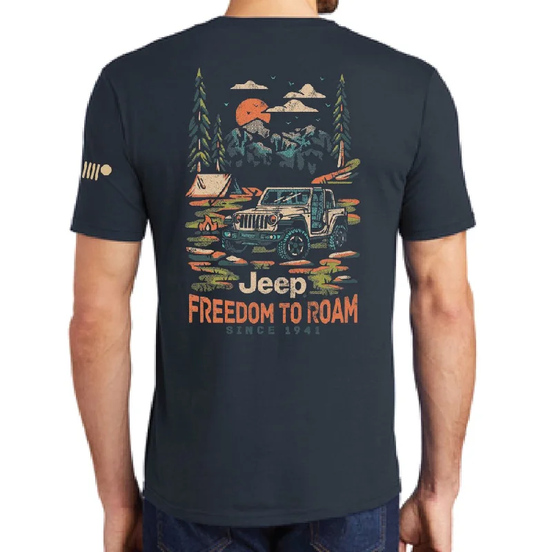Men's short - sleeve linen t - shirts for summer beach outingsMens Jeep® Freedom To Roam T-Shirt - Navy Blue Men's short - sleeve linen t - shirts for summer beach outingsMens Jeep® Freedom To Roam T-Shirt - Navy Blue