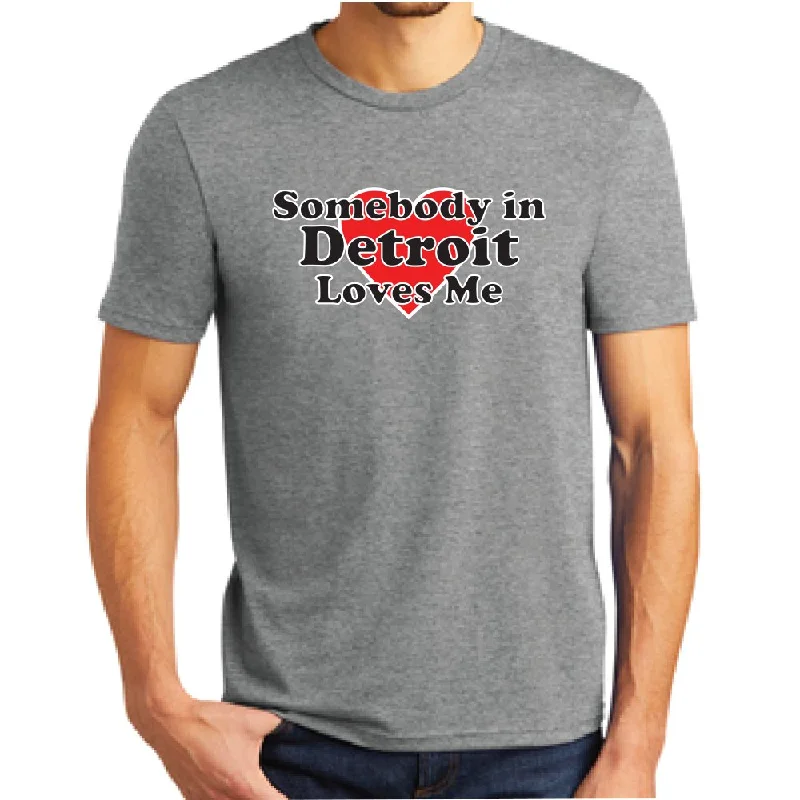 Men's short - sleeve linen t - shirts for summer beach outingsMens Somebody in Detroit Loves Me T-shirt - Grey Triblend Men's short - sleeve linen t - shirts for summer beach outingsMens Somebody in Detroit Loves Me T-shirt - Grey Triblend