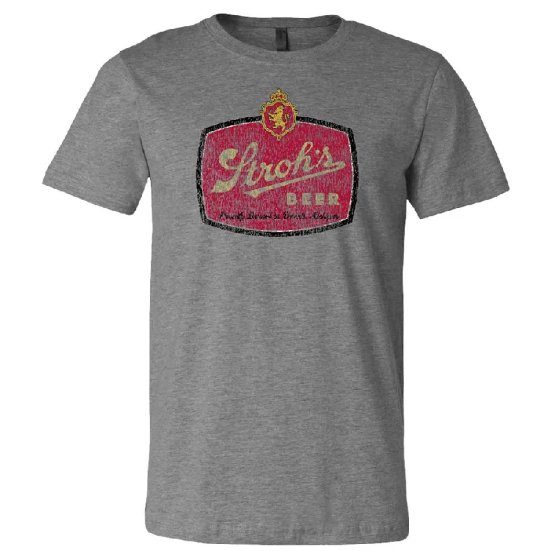 Men's printed Hawaiian t - shirts for tropical vacationsMens Stroh's Emblem Logo T-shirt (Grey Triblend) Men's printed Hawaiian t - shirts for tropical vacationsMens Stroh's Emblem Logo T-shirt (Grey Triblend)