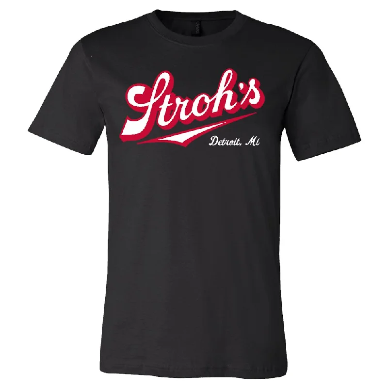 Men's thermal t - shirts with a high - neck design for cold weatherMens Stroh's Script T-shirt (Black)