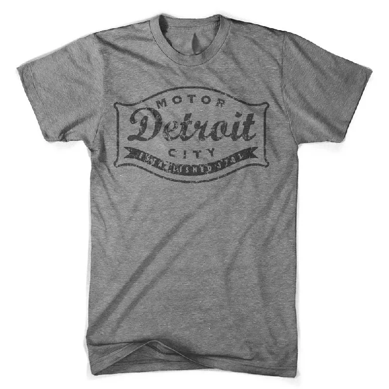 Men's button - front t - shirts with a unique artistic printMens Triblend Detroit Buckle Blackout T-shirt (Grey) Men's button - front t - shirts with a unique artistic printMens Triblend Detroit Buckle Blackout T-shirt (Grey)