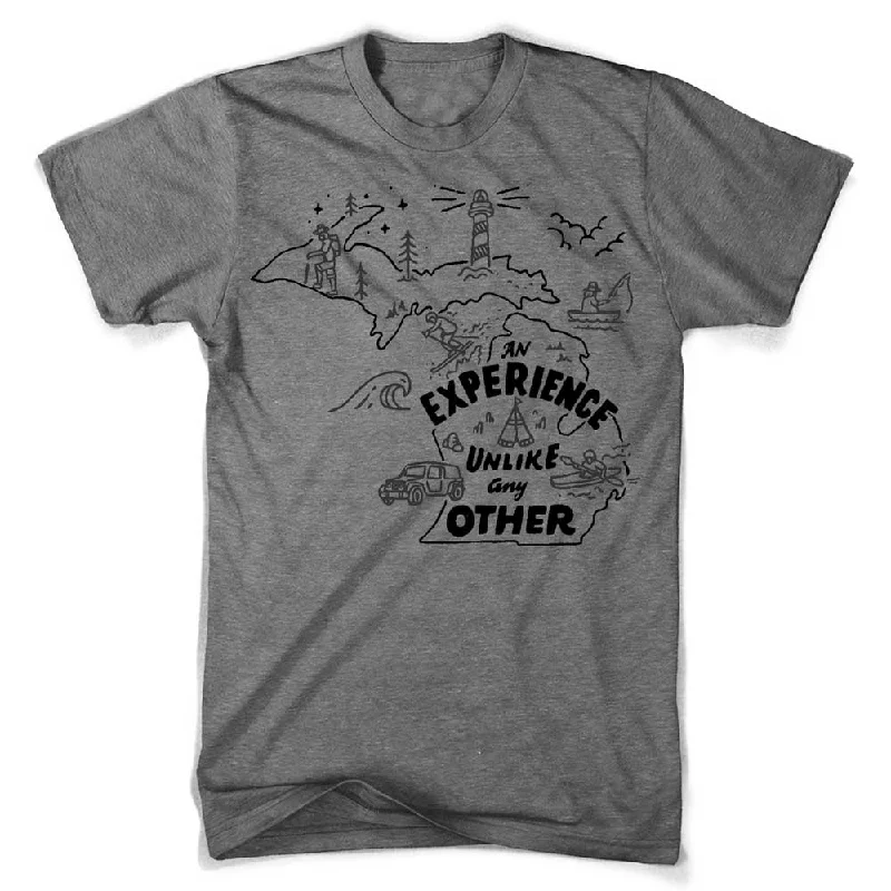 Men's UV - protection t - shirts for outdoor activities in the sunMens Michigan Experience T-shirt - Grey Triblend Men's UV - protection t - shirts for outdoor activities in the sunMens Michigan Experience T-shirt - Grey Triblend