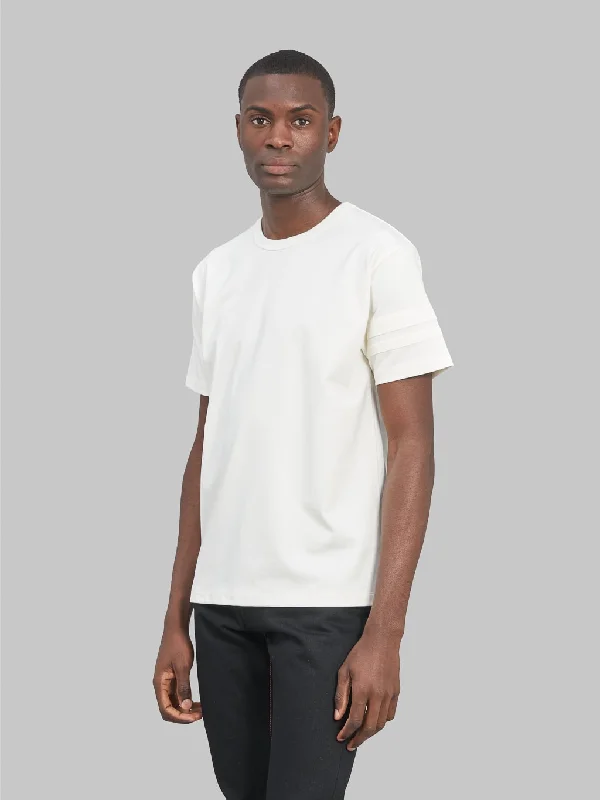 Men's lightweight performance polo shirts for tennis matchesMomotaro MXTS1002 Suvin Gold Cotton Tacked GTB stripes T-shirt White [Redcast Exclusive]