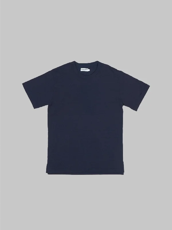 Men's ribbed cuffs and hem polo shirts for a textured lookMomotaro MXTS1006 Yarn-Dyed Indigo T-shirt