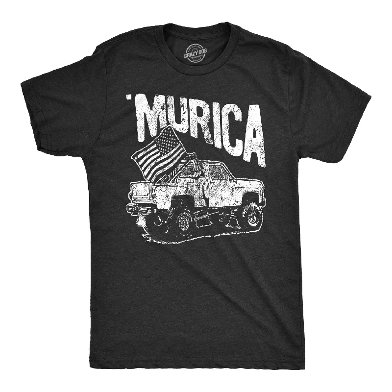 Men's distressed denim - look t - shirts with a rugged appealMurica Truck Men's T Shirt Men's distressed denim - look t - shirts with a rugged appealMurica Truck Men's T Shirt