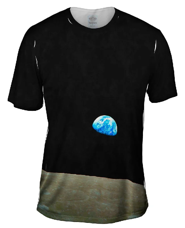 Men's printed Hawaiian t - shirts for tropical vacationsNASA Apollo 8 Earthrise From Space Men's printed Hawaiian t - shirts for tropical vacationsNASA Apollo 8 Earthrise From Space