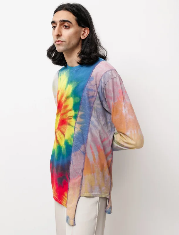 Men's button - front t - shirts with a unique artistic printRebuild by Needles 5 Cuts Tie Dye LS Men's button - front t - shirts with a unique artistic printRebuild by Needles 5 Cuts Tie Dye LS
