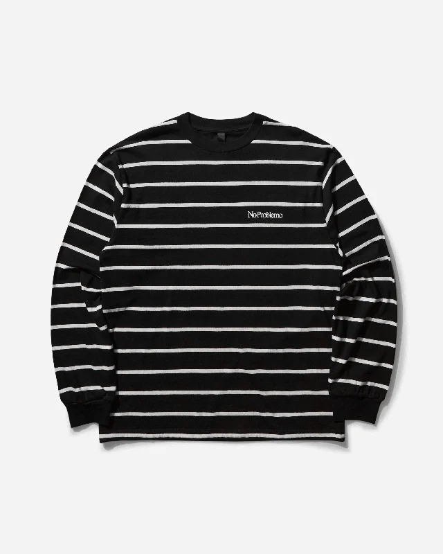 Men's organic cotton crew - neck t - shirts for everyday comfortMen's Mini Problemo Striped Longsleeve T-Shirt Black Men's organic cotton crew - neck t - shirts for everyday comfortMen's Mini Problemo Striped Longsleeve T-Shirt Black