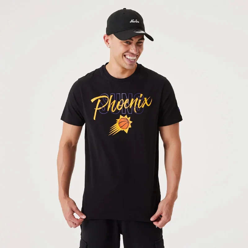 Men's ribbed t - shirts with a textured finish for added stylePhoenix Suns NBA Script Black T-Shirt Men's ribbed t - shirts with a textured finish for added stylePhoenix Suns NBA Script Black T-Shirt