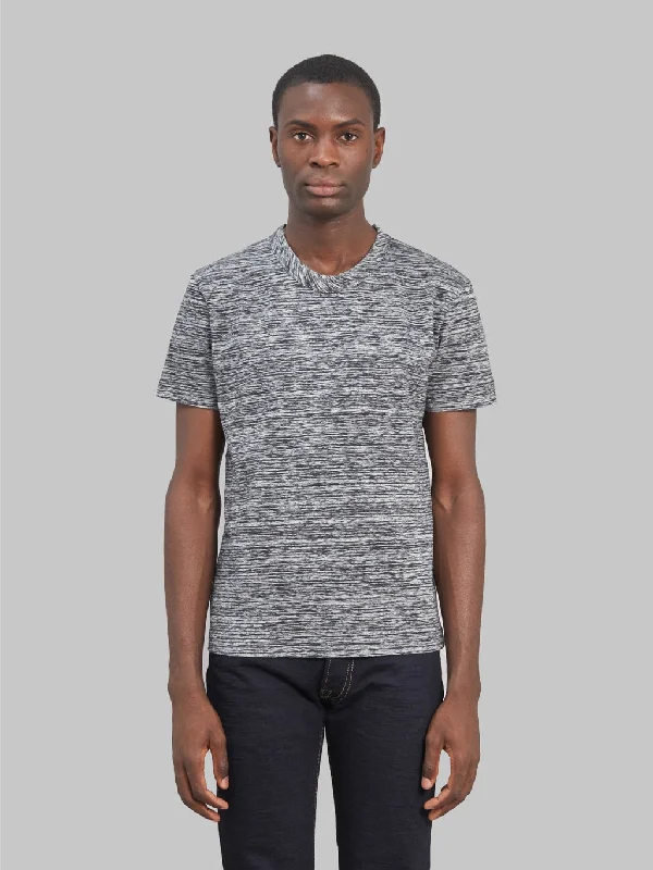 Men's color - block polo shirts with a bold fashion statementPure Blue Japan  KS-5011-SS Kasuri T-shirt Black
