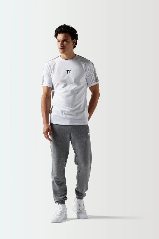 Men's mock - neck t - shirts with a modern and sleek styleRetro Taped T-Shirt - White Men's mock - neck t - shirts with a modern and sleek styleRetro Taped T-Shirt - White