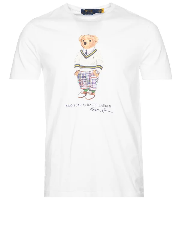 Men's short - sleeve linen t - shirts for summer beach outingsPolo Bear Tie-Dye T-Shirt White Men's short - sleeve linen t - shirts for summer beach outingsPolo Bear Tie-Dye T-Shirt White