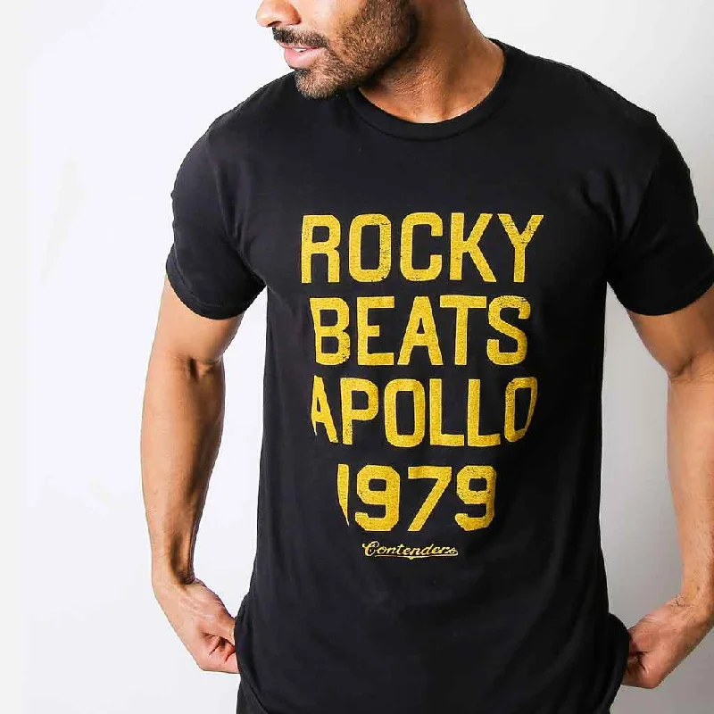 Men's distressed denim - look t - shirts with a rugged appealROCKY BEATS APOLLO 1979 SHIRT Men's distressed denim - look t - shirts with a rugged appealROCKY BEATS APOLLO 1979 SHIRT