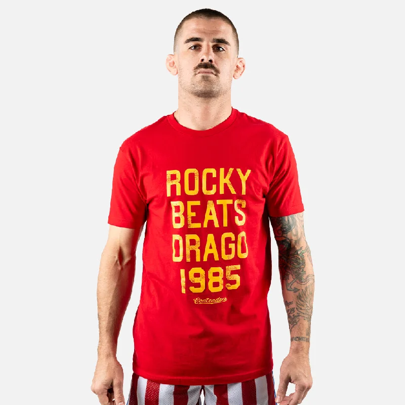 Men's short - sleeve linen t - shirts for summer beach outingsROCKY BEATS DRAGO 1985 SHIRT Men's short - sleeve linen t - shirts for summer beach outingsROCKY BEATS DRAGO 1985 SHIRT