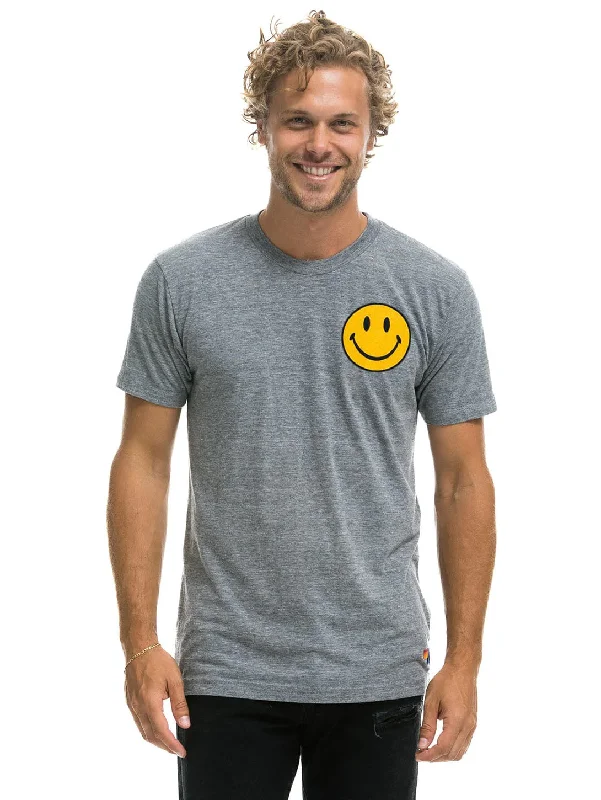 Men's eco - friendly recycled t - shirts for sustainable fashion choicesSmiley Crew Tee - Heather Grey Men's eco - friendly recycled t - shirts for sustainable fashion choicesSmiley Crew Tee - Heather Grey