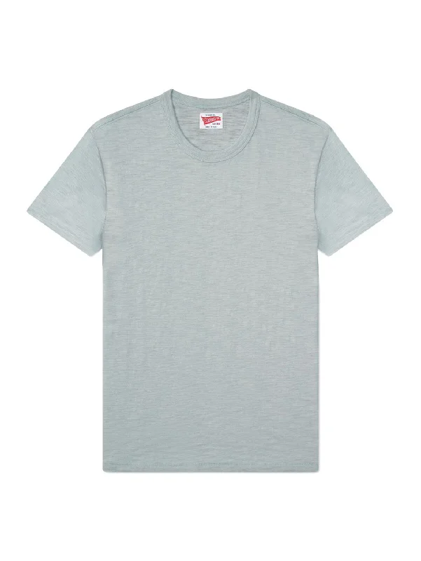 Men's short - sleeve linen t - shirts for summer beach outingsShort Sleeve Slub Tee - Schooner Blue Men's short - sleeve linen t - shirts for summer beach outingsShort Sleeve Slub Tee - Schooner Blue