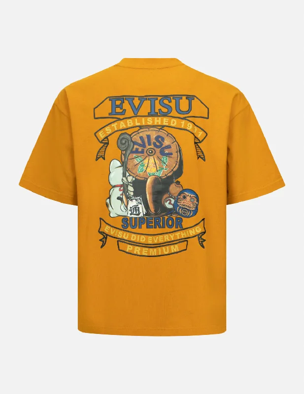 Men's lightweight performance t - shirts for running marathonsTanuki and Fortune Cat Print Loose Fit T-Shirt Men's lightweight performance t - shirts for running marathonsTanuki and Fortune Cat Print Loose Fit T-Shirt