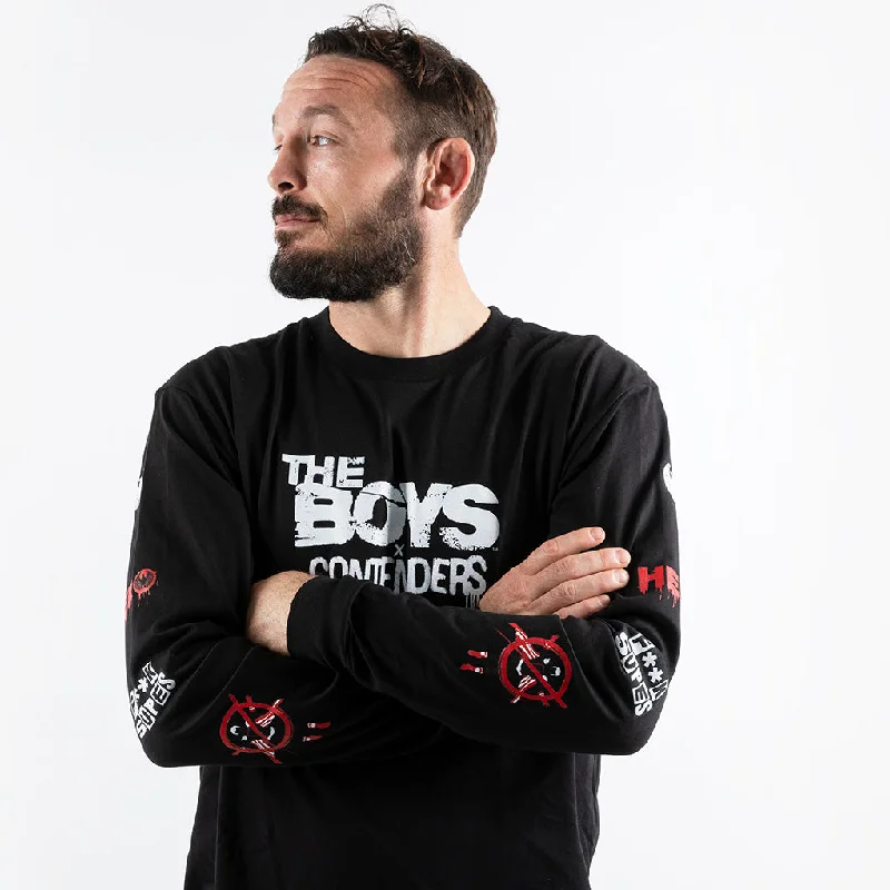 Men's slim - fit graphic t - shirts with vintage rock band printsTHE BOYS LOGO LONG SLEEVE SHIRT Men's slim - fit graphic t - shirts with vintage rock band printsTHE BOYS LOGO LONG SLEEVE SHIRT