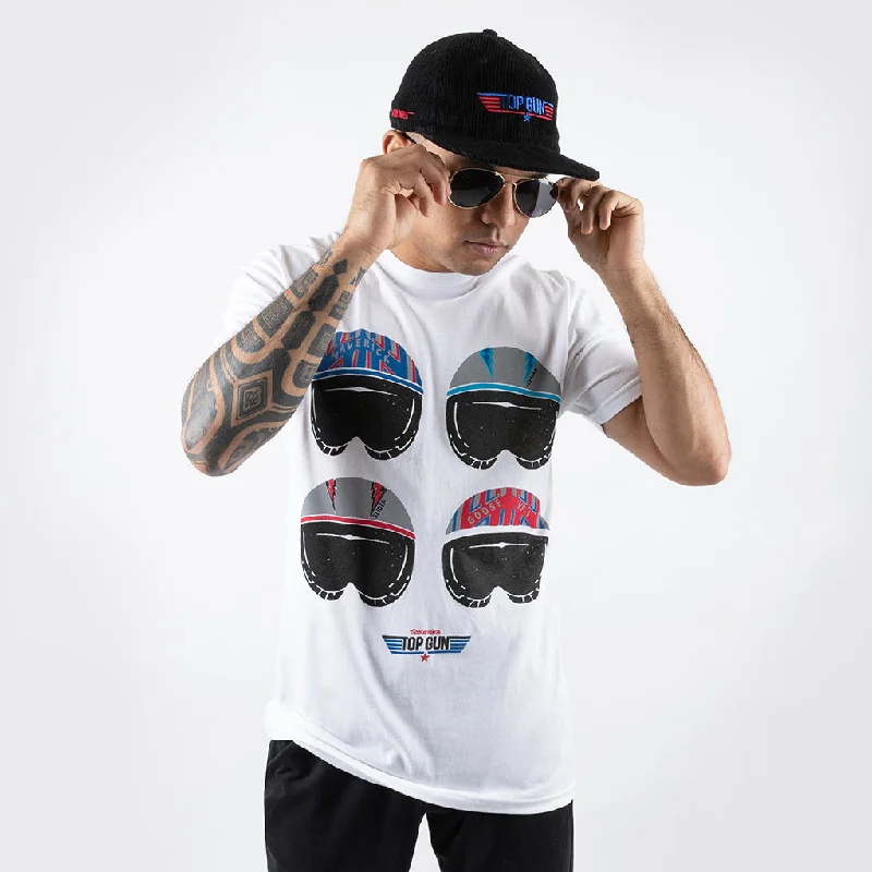 Men's slim - fit graphic t - shirts with vintage rock band printsTOP GUN HELMETS SHIRT Men's slim - fit graphic t - shirts with vintage rock band printsTOP GUN HELMETS SHIRT